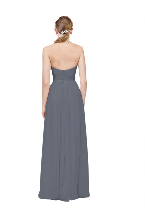 Sleeveless Slate Grey Sweetheart Soft Chiffon A-Line Bridesmaid Dress Brisbane