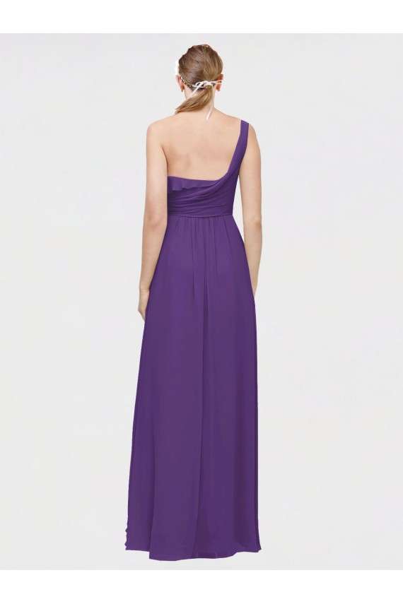 Sleeveless Plum Purple One Shoulder Soft Chiffon A-Line High Low Bridesmaid Dress Brisbane