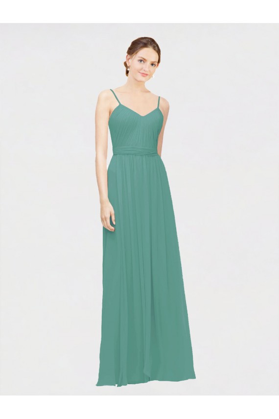 Sleeveless Icelandic Silver Spaghetti Straps Chiffon A-Line Bridesmaid Dress / Evening Dress Brisbane