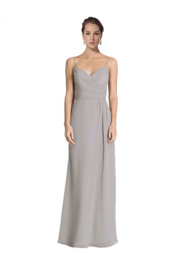 Sleeveless Silver Spaghetti Straps Soft Chiffon Sheath Bridesmaid Dress Brisbane