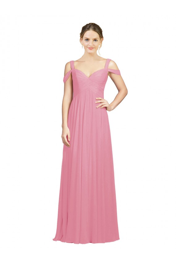 Sleeveless Skin Pink Off the Shoulder Soft Chiffon A-Line Bridesmaid Dress Brisbane