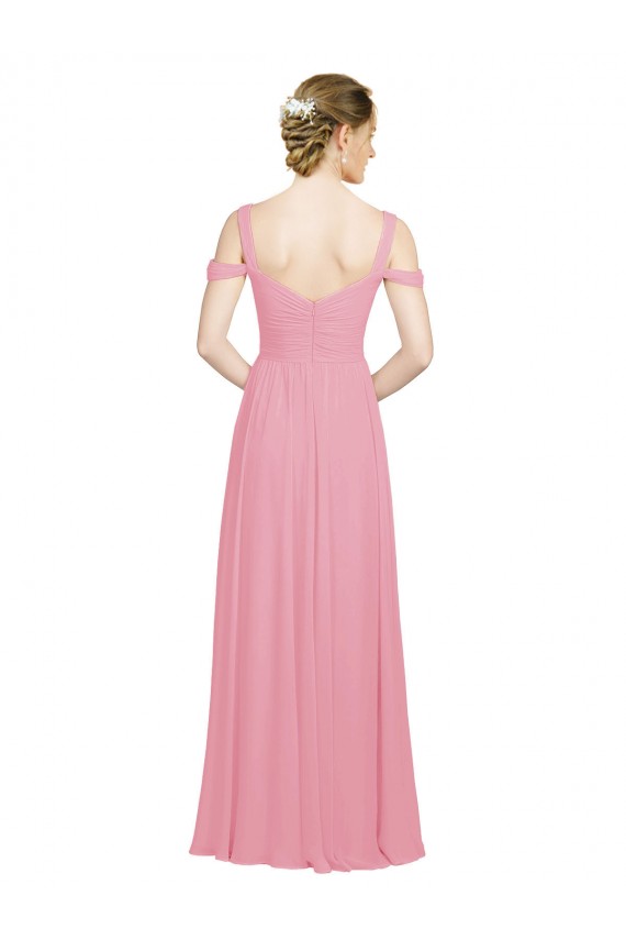 Sleeveless Skin Pink Off the Shoulder Soft Chiffon A-Line Bridesmaid Dress Brisbane