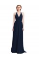 Sleeveless Dark Navy Halter Neck Chiffon A-Line Formal Dress / Bridesmaid Dress Brisbane