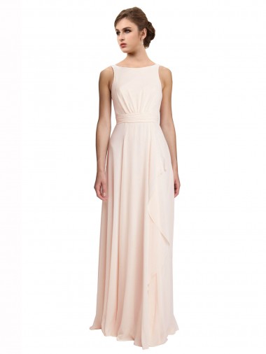 Sleeveless Bateau Neck V-Back Chiffon A-Line Bridesmaid Dress / Evening Dress Brisbane