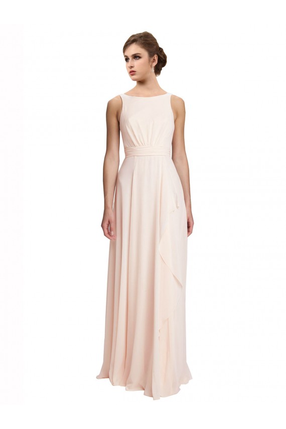 Sleeveless Bateau Neck V-Back Chiffon A-Line Bridesmaid Dress / Evening Dress Brisbane
