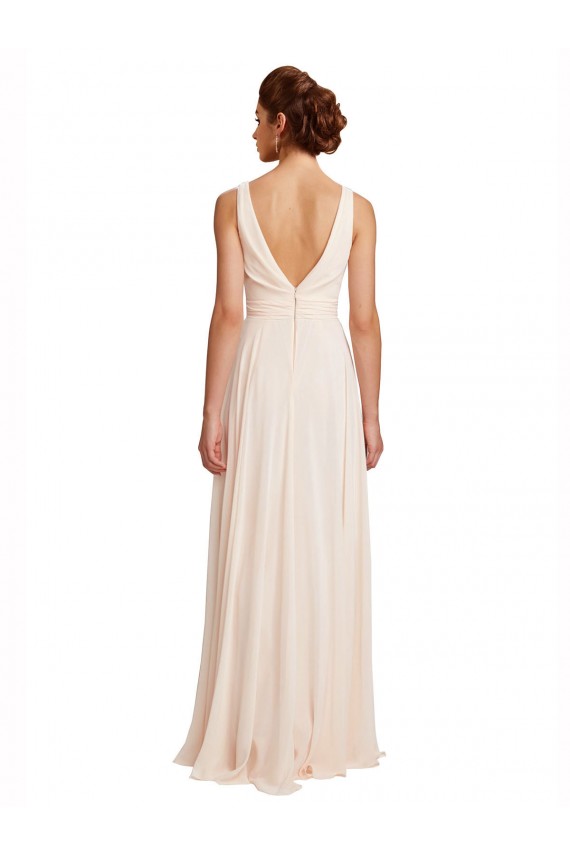 Sleeveless Bateau Neck V-Back Chiffon A-Line Bridesmaid Dress / Evening Dress Brisbane