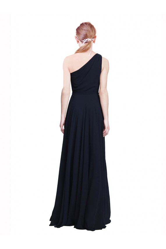 Sleeveless Dark Navy One Shoulder Chiffon A-Line Bridesmaid Dress / Evening Dress Brisbane