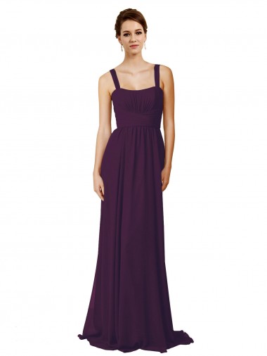 Sleeveless Grape Spaghetti Straps Soft Chiffon A-Line Bridesmaid Dress Brisbane
