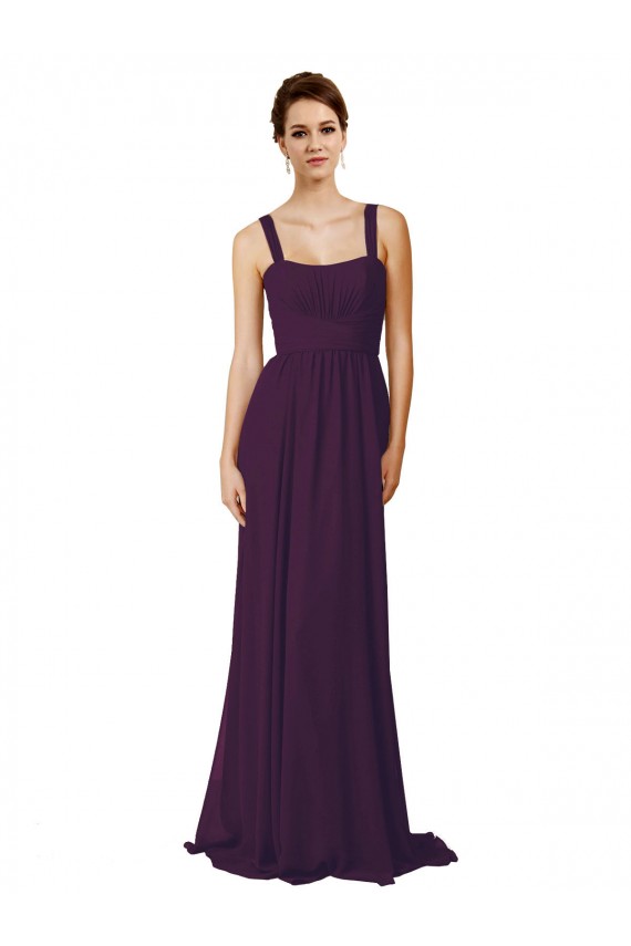 Sleeveless Grape Spaghetti Straps Soft Chiffon A-Line Bridesmaid Dress Brisbane