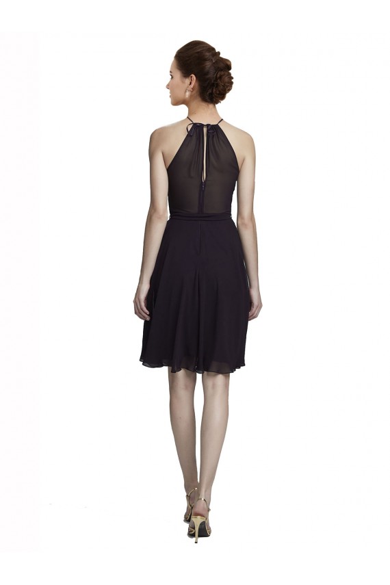 Sleeveless Grape Halter Neck Soft Chiffon A-Line Bridesmaid Dress Brisbane