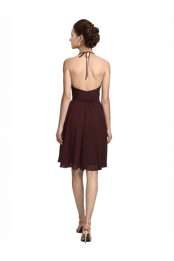 Sleeveless Burgundy Gold Spaghetti Straps Soft Chiffon A-Line Bridesmaid Dress Brisbane