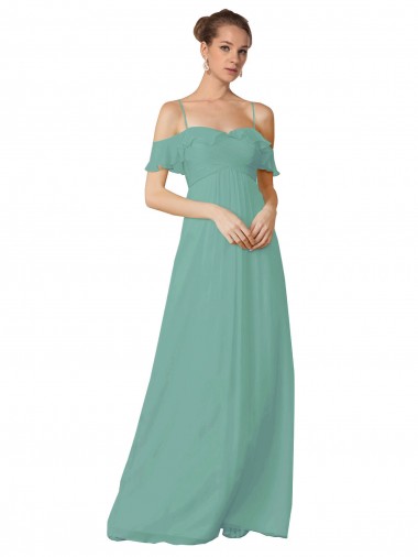 Flutter Sleeves Seaside Off the Shoulder Soft Chiffon A-Line Bridesmaid Dress Brisbane