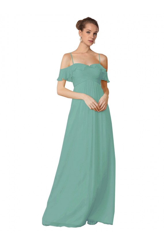 Flutter Sleeves Seaside Off the Shoulder Soft Chiffon A-Line Bridesmaid Dress Brisbane