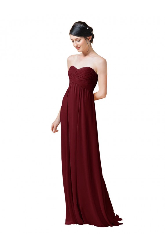 Sleeveless Burgundy Sweetheart Soft Chiffon A-Line Bridesmaid Dresses Brisbane