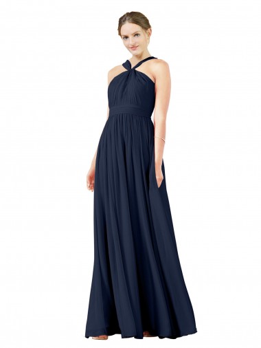 Sleeveless V-Neck Chiffon Princess Bridesmaid Gowns Brisbane