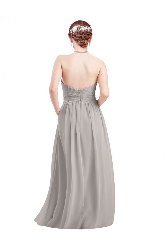 Sleeveless Halter Neck Open Back Soft Chiffon A-Line Evening Gowns / Bridesmaid Dress Brisbane
