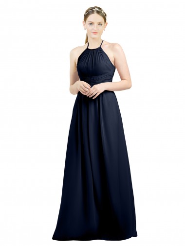 Sleeveless Halter Neck Open Back Soft Chiffon A-Line Evening Gowns / Bridesmaid Dress Brisbane