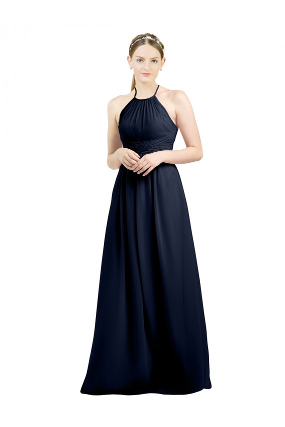Sleeveless Halter Neck Open Back Soft Chiffon A-Line Evening Gowns / Bridesmaid Dress Brisbane
