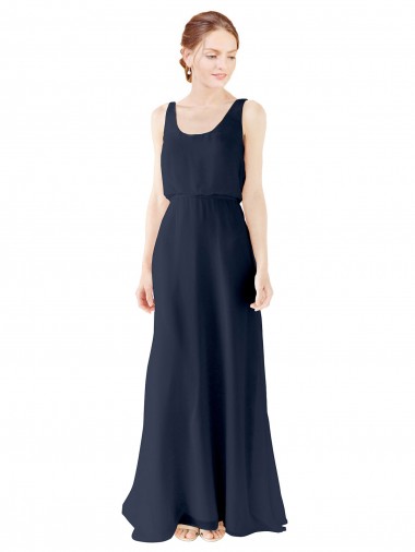 Sleeveless Scoop Neck Open Back Soft Chiffon A-Line Bridesmaid Dress Brisbane