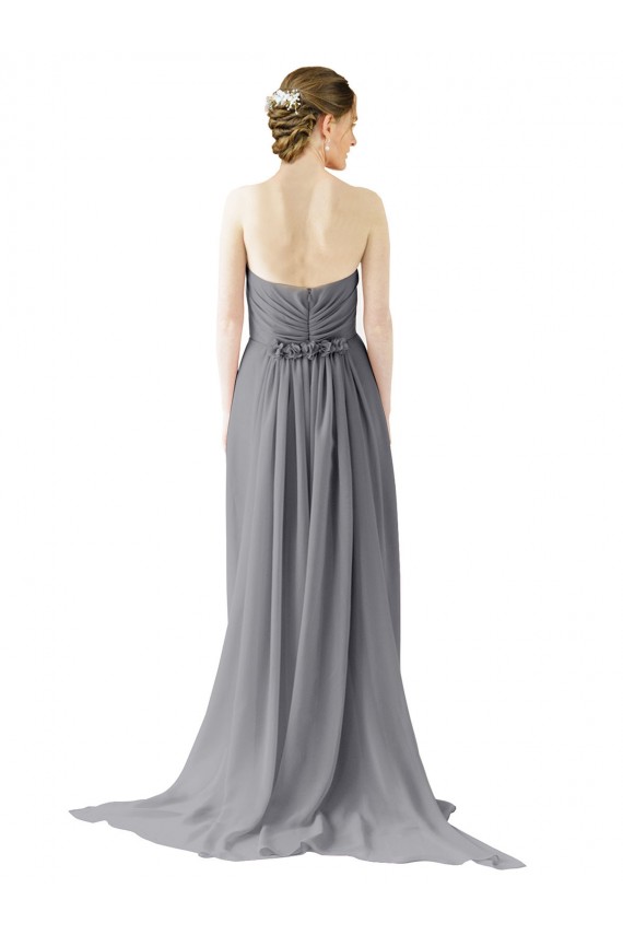 Sleeveless Slate Grey Sweetheart Open Back Chiffon A-Line Bridesmaid Dress / Evening Dress Brisbane
