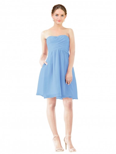 Sleeveless Periwinkle Sweetheart Open Back Soft Chiffon A-Line Bridesmaid Dress Brisbane