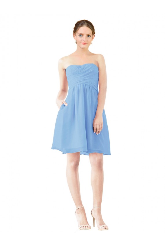 Sleeveless Periwinkle Sweetheart Open Back Soft Chiffon A-Line Bridesmaid Dress Brisbane