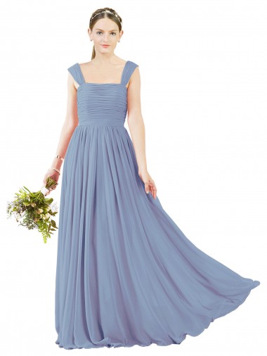 Sleeveless Square Neck Open Back Soft Chiffon A-Line Bridesmaid Dress Brisbane