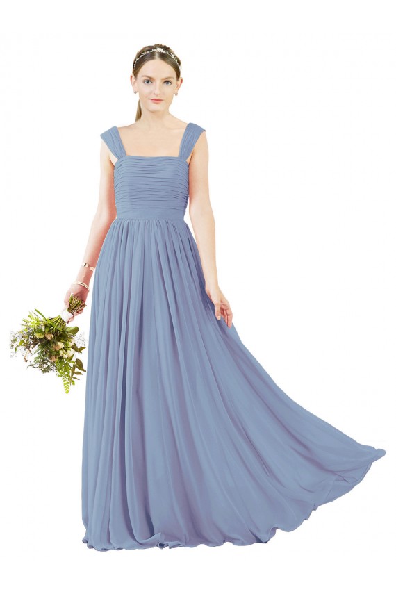 Sleeveless Square Neck Open Back Soft Chiffon A-Line Bridesmaid Dress Brisbane