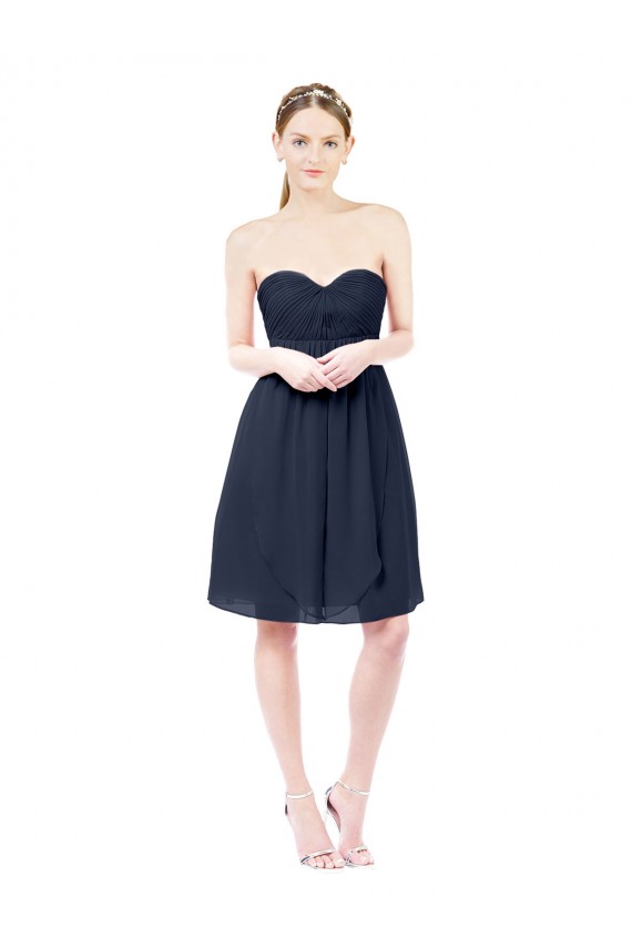 Sleeveless Dark Navy Sweetheart Open Back Soft Chiffon A-Line Bridesmaid Dress Brisbane