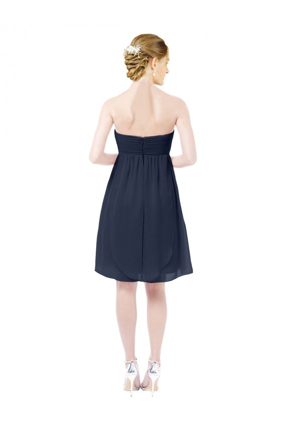 Sleeveless Dark Navy Sweetheart Open Back Soft Chiffon A-Line Bridesmaid Dress Brisbane