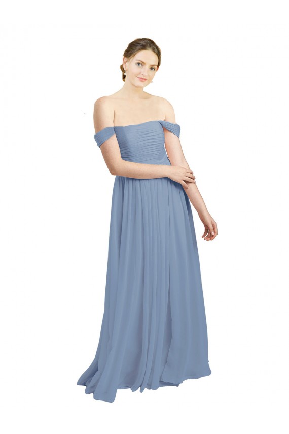 Sleeveless Off the Shoulder Open Back Soft Chiffon A-Line Formal Dress / Bridesmaid Dress Brisbane