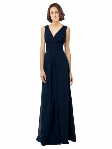 Sleeveless V-Neck V-Back Chiffon A-Line Bridal Party Dress Brisbane
