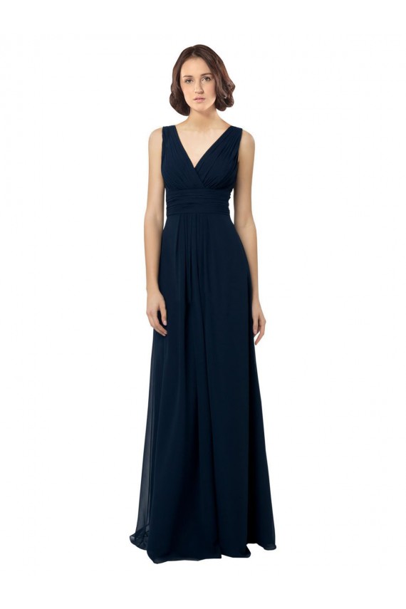Sleeveless V-Neck V-Back Chiffon A-Line Bridal Party Dress Brisbane
