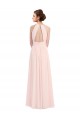 Sleeveless Pink Halter Neck Keyhole Back Soft Chiffon A-Line Bridesmaid Dress Brisbane