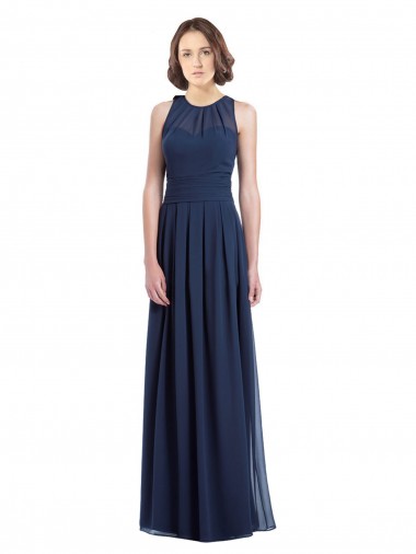 Sleeveless Halter Neck Keyhole Back Chiffon A-Line Bridesmaid Dress Brisbane