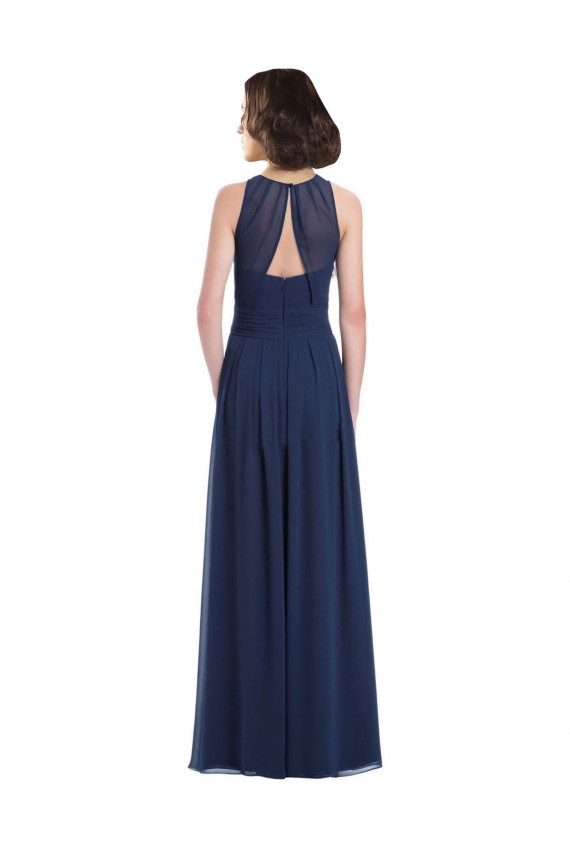 Sleeveless Halter Neck Keyhole Back Chiffon A-Line Bridesmaid Dress Brisbane