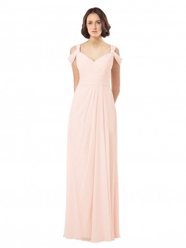 Sleeveless Off the Shoulder Keyhole Back Chiffon A-Line Bridesmaid Dress / Evening Dress Brisbane
