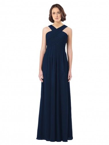 Sleeveless Off the Shoulder Open Back Chiffon A-Line Bridesmaid Dress Brisbane