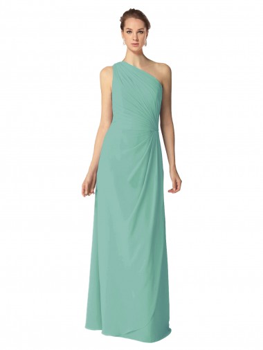 Sleeveless Jade One Shoulder Soft Chiffon A-Line Bridesmaid Dress Brisbane