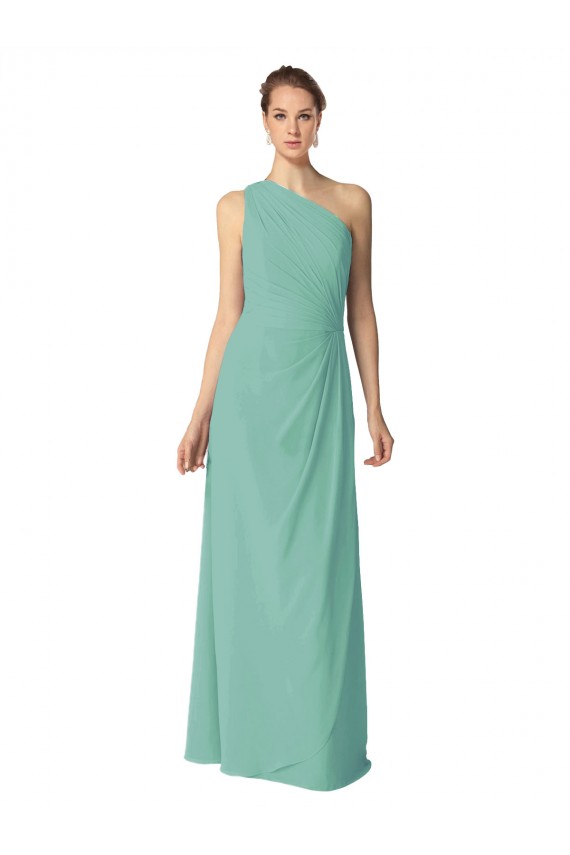 Sleeveless Jade One Shoulder Soft Chiffon A-Line Bridesmaid Dress Brisbane