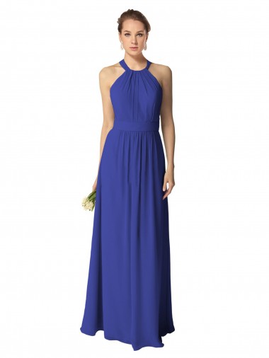 Sleeveless Halter Neck Soft Chiffon A-Line Evening Dress / Bridesmaid Dress Brisbane