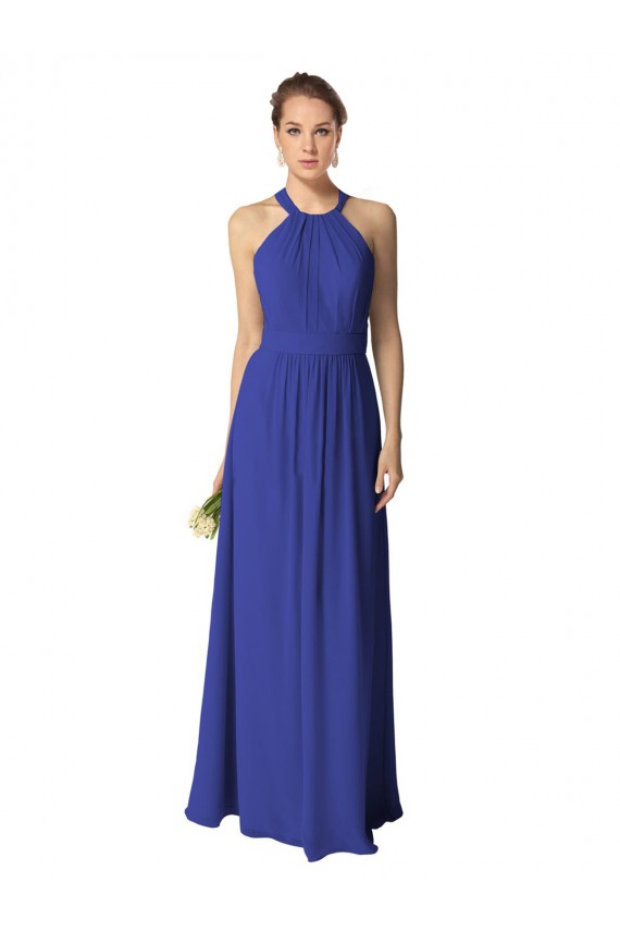 Sleeveless Halter Neck Soft Chiffon A-Line Evening Dress / Bridesmaid Dress Brisbane