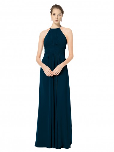 Sleeveless Midnight Green Spaghetti Straps Soft Chiffon A-Line Bridesmaid Dress Brisbane