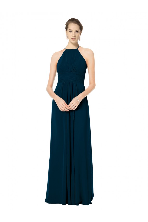 Sleeveless Midnight Green Spaghetti Straps Soft Chiffon A-Line Bridesmaid Dress Brisbane