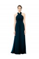 Sleeveless Midnight Green Halter Neck Open Back Soft Chiffon A-Line Formal Dress / Bridesmaid Dress Brisbane