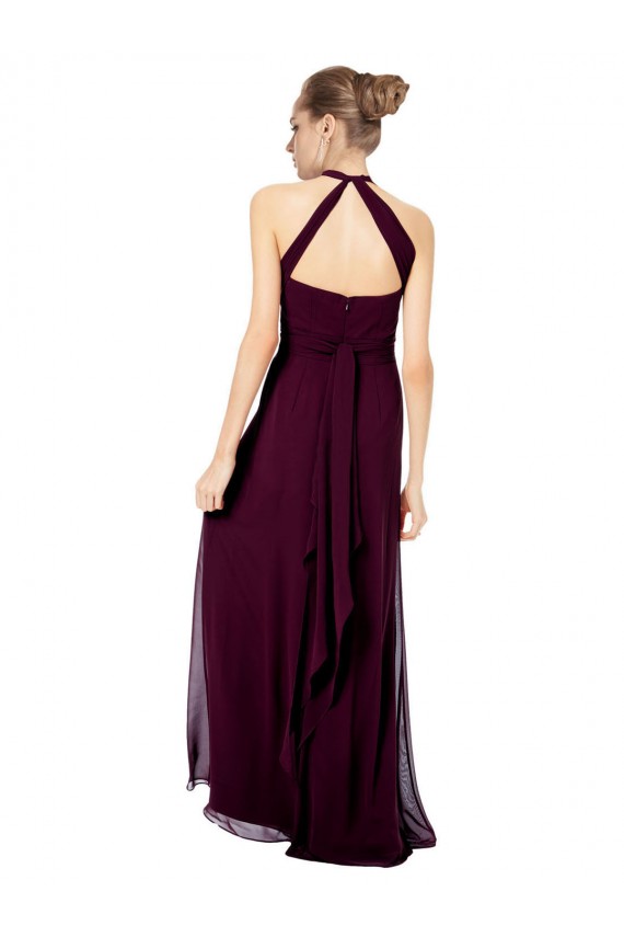 Sleeveless Midnight Green Halter Neck Open Back Soft Chiffon A-Line Formal Dress / Bridesmaid Dress Brisbane