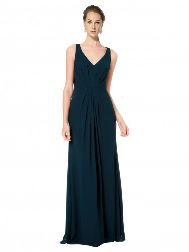 Sleeveless Midnight Green V-Neck Soft Chiffon A-Line Bridesmaid Dress Brisbane