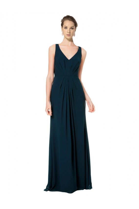 Sleeveless Midnight Green V-Neck Soft Chiffon A-Line Bridesmaid Dress Brisbane