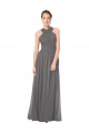 Sleeveless Stormy Silver Halter Neck Keyhole Back Soft Chiffon A-Line Bridesmaid Dress Brisbane