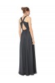 Sleeveless Stormy Silver Halter Neck Keyhole Back Soft Chiffon A-Line Bridesmaid Dress Brisbane